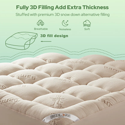 Thick Fitted Mattress Pad – Fluffy Pillow Top, Cooling & Soft, Deep Pocket (6–18")