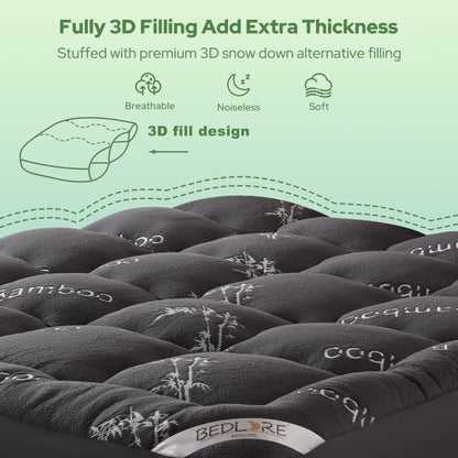 Thick Fitted Mattress Pad – Fluffy Pillow Top, Cooling & Soft, Deep Pocket (6–18")