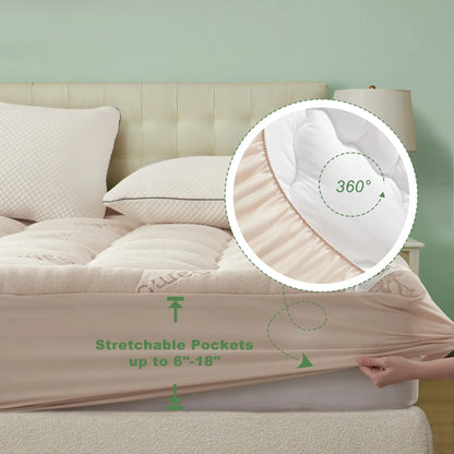 Thick Fitted Mattress Pad – Fluffy Pillow Top, Cooling & Soft, Deep Pocket (6–18")